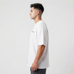 T-shirt Homme Oversize Uni Blanc Personnalisable à Motif Imprimé – T-shirt Homme Grande Taille Uni Blanc - Product Image 4