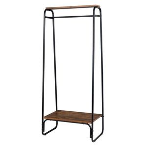 Appendiabiti in Metallo Nero Autoportante con Ripiano in Legno, Robusto e Moderno - Product Image 5
