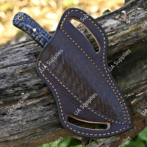 Cuchillo de caza y camping EDC de hoja fija de acero inoxidable de grado industrial con punta caída, mango de madera Pakka esculpida de 8 pulgadas - Product Image 6