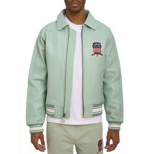 Veste en cuir AVIREX pour hommes, nouvelle arrivée, couleur et design personnalisés, vestes en cuir d'hiver, prix de gros, col montant, style sportif Avirex - Product Image 2