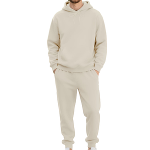 Best Quality Unisex for <b>Hooded</b> Winter Lightweight Tracksuit Set Full Length Solid Color Casual Sweatshirt Pants Elastic Waist - Product Image 3