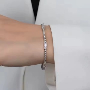 Women's Round Cut Tennis <b>Bracelet</b> 14k <b>Solid</b> Gold Bangle Style Trending Daily Wear with Lock Pattern Gold Plated Moissanite Gift - Product Image 4