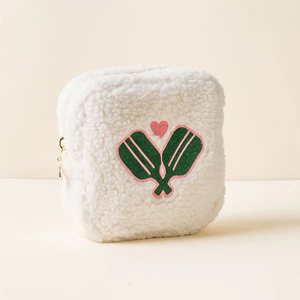 Pochette à monnaie mini tennis faite main en tissu perlé avec motif brodé, fermeture éclair, portable et idéale comme cadeau promotionnel - Product Image 1