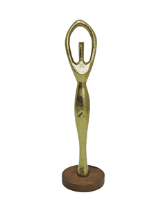 Figura Abstracta de Mujer en Aluminio Dorado - Escultura Moderna y Elegante de Mujer Bailando sobre Base de Madera - Estatua Decorativa Contemporánea para el Hogar - Product Image 3