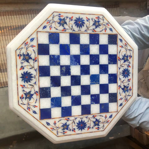 Tablero de Ajedrez con Incrustaciones de Mármol, Hecho a Mano, Ecológico, Diseño Octagonal Pulido, Artesanía India, Calidad de Exportación - Product Image 1