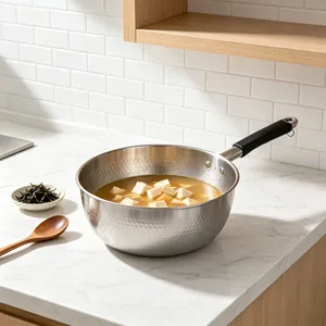 Stainless Steel Saute <b>Pan</b> Round Durable Minimalist Design Hand Wash Only No Coating General Use for Gas and <b>Induction</b> Cooker - Product Image 3