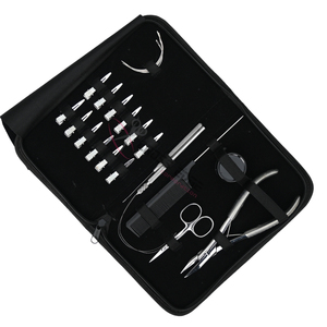 All in One Silver Hair Extension Tool Set 7In Flat Crimping Plier Loop Tool Pulling <b>Hook</b> Beads Box Sectioning <b>Clips</b> Mini Scissor - Product Image 1
