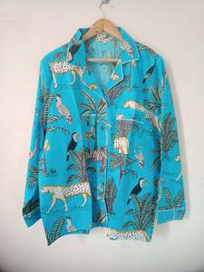 Pijama de algodón para mujer, conjunto de camisa larga con botones, estampado, suave, para verano, playa, noche, vestido de dormir. - Product Image 3