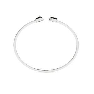 Premium 925 Sterling Silver High Finish Trendy Adjustable <b>Bangles</b> Black Tourmaline Gemstone Rough Shape Bezel <b>Set</b> Twister Party - Product Image 2