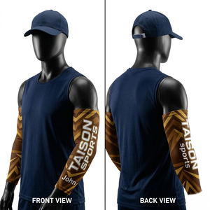 Manguito de Voleibol Premium de Poliéster Spandex 180 GSM con Diseño de Paneles Azul y Naranja, Transpirable, Elástico, Sublimación, Logotipo Personalizado - Product Image 4