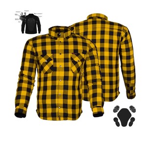 Australian Fashionable <b>Check</b> Double Layer <b>Blank</b> Customized Moto Biker Racing Wear Long Sleeve Shirt With Inner Armored Flannel - Product Image 1
