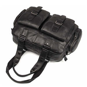 Leather Laptop Briefcase <b>For</b> <b>Men</b> Spacious Multi Zip Leather <b>Work</b> <b>Bag</b> with Shoulder Strap Professional Business Briefcase - Product Image 3
