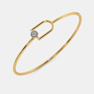Gold Minimal Diamond Lock Design <b>Bangle</b> <b>Bracelet</b> - Product Image 1