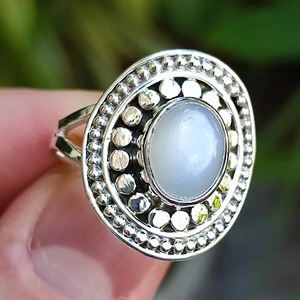 Rainbow Moonstone <b>Ring</b> 925 Sterling <b>Silver</b> Handmade <b>Statement</b> Promise <b>Ring</b> for Women Boho Oval June Birthstone Jewelry - Product Image 4