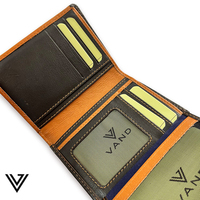 VAND 008 Dompet Lipat Dua Kulit Nappa Premium Klasik Pria Pendek Ringkas Tipis Lapisan Katun Lembut Berkualitas Tinggi Multi-Fungsi