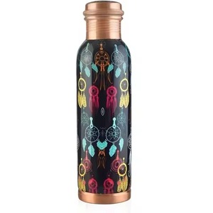 Eco Friendly Travel <b>Flask</b> copper <b>bottle</b> copper water <b>bottle</b> Pure copper metal <b>bottle</b> With handle Easy to carry - Product Image 1