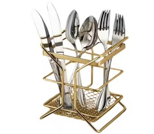 Contenedor de Almacenamiento de Cocina de 2 Niveles, Portátil, Ecológico, de Alambre de Hierro, con Acabado Cobre Clásico, Moderno y de Lujo - Product Image 1