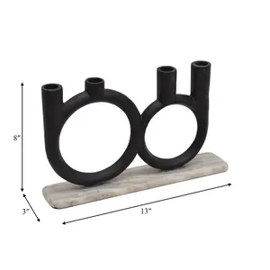 Zahid Exports, porte-bougie moderne en bois naturel noir fait à la main, forme ronde, décoration d'intérieur, Noël, 8x13 pouces - Product Image 1