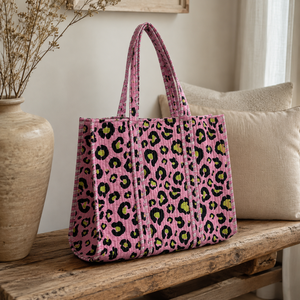 Bolso Tote de Lujo con Estampado de Leopardo Negro, Grande, Acolchado, de Algodón, con Cierre de Cremallera, para Todas las Temporadas, Bolso de Hombro para Mujer, para Trabajo, Viajes y Compras - Product Image 3