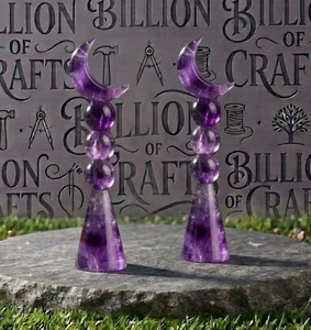 Juego de Figuras Decorativas de Luna Creciente de Amatista Hechas a Mano, Decoración Islámica para el Hogar, Regalo para Ramadán y Eid - Product Image 2