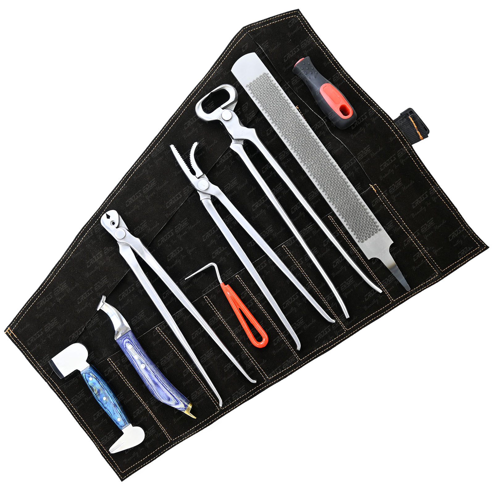 Custom Pick Featured Farrier Tools Kit Equine Hoof Equipment including Rasp Hoof File Drop-Forged Nail Veterinary Instrument