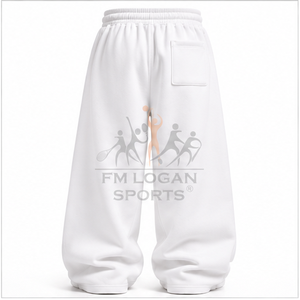 Pantalones de chándal de forro polar blanco grueso personalizados, de pierna ancha, holgados, lisos, para invierno, joggers unisex de estilo urbano - Product Image 3