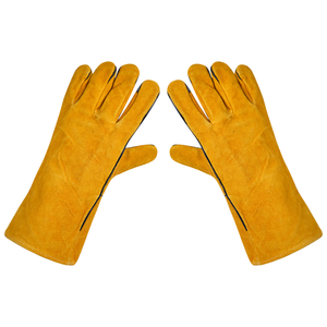 ถุงมือเชื่อมเหล็กสีเหลือง ถุงมือหนังวัวแท้ ถุงมือกันไฟสีแดง ถุงมือหนังเชื่อมสีแดง - Product Image 4