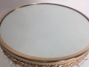 Elegant Gold <b>Cake</b> <b>Stand</b> Set 3 Piece Round Metal With Crystal Beads Handmade Display <b>Stand</b> - Product Image 2