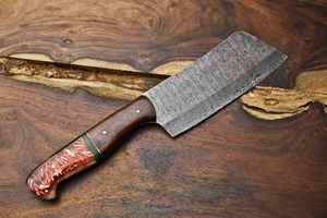 Cuchillo de carnicero de acero al carbono forjado a mano, cuchillo para carne y verduras, mango de madera, grosor de 0.6 mm - Product Image 6