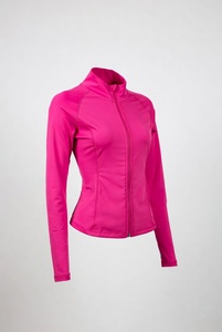 Veste de yoga respirante et durable pour femmes grandes tailles, de haute qualité, avec fermeture éclair intégrale, couleur unie, veste de fitness avec logo sur le devant, sans couture - Product Image 2