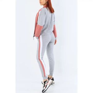 ชุดเซ็ตสเวตแพนท์วินเทจย้อมสีแบบแอซิดวอชสุดฮิต พร้อมเสื้อฮู้ดซิปปักลายสีชมพู สไตล์สตรีทแวร์สำหรับผู้หญิง - Product Image 2