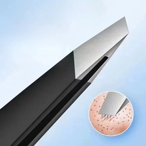 Stainless Steel Black Eyebrow Tweezer with Slant and Flat <b>Point</b> Beauty <b>Tools</b> for Eyelash Tweezer & Ingrown Hair <b>Removal</b> Tweezer - Product Image 3