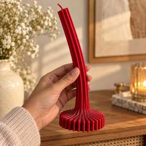 Vela Decorativa Acanalada Esculpida con Tallo Largo, Vela Moderna Curvada, Candelabro Decorativo para el Hogar, Regalo, Venta al por Mayor, Hecho a Mano - Product Image 1