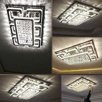 Plafonnier LED carré de luxe, luminaire de plafond en cristal pour hall d'hôtel, éclairage pour projets de construction