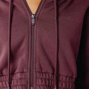 Wholesale <b>Crop</b> <b>Top</b> Zip Up Women's Hoodie Oversized Drop Shoulder 100% Cotton 300GSM Easy Fit Women's Tracksuit - Product Image 6