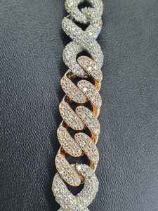 Cadena Cubana Estilo Miami con Diseño de Freno de Cerdo, Chapada en Plata de Ley 925 con Moissanita VVS DEF, Joyería HipHop para Novio - Product Image 2