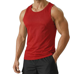 Camiseta sin Mangas Roja para Hombre, Cuello Redondo, Secado Rápido, Tejido de Punto, Color Sólido, Poliéster, Informal, para Entrenamiento - Product Image 1