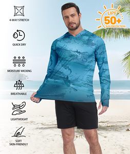 เสื้อกันแดดสำหรับผู้ชาย น้ำหนักเบา ป้องกันแสงแดด UPF 50+ พร้อมฮู้ดและหน้ากาก ผลิตจากโพลีเอสเตอร์ 100% ไซส์ใหญ่ เหมาะสำหรับตกปลา - Product Image 3