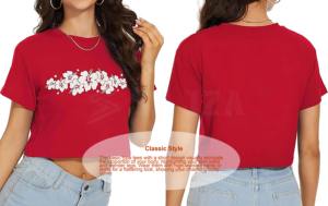 T-shirts courts d'été grande taille pour femmes, à manches courtes et col rond, coupe ample, décontractés, avec pompons et broderies - Product Image 5