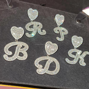 Pendentif personnalisé en forme de cœur avec lettres, serti de diamants de laboratoire, collier hip-hop, bijoux de luxe, chaîne scintillante - Product Image 1