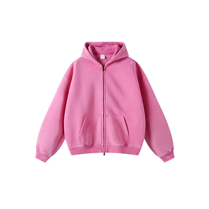 Sudadera con capucha unisex de algodón 100% con cremallera, estilo vintage, color rojo óxido, manga larga con bolsillos, venta al por mayor 2026 - Product Image 3