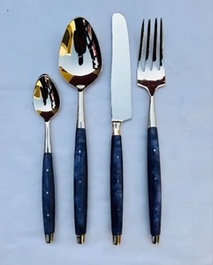 Premium Quality 18/<b>8</b> Stainless Steel Flatware <b>Set</b> Mirror Polish European Design Brass Handle Eco-Friendly Durable Home Decor - Product Image 2