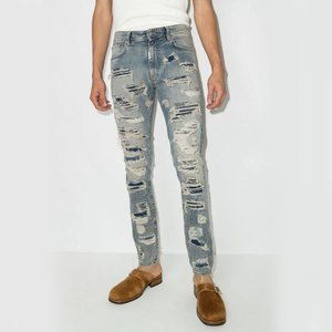 Jeans de Mezclilla Personalizados para Hombre, Corte Regular, Cintura Alta, Tejido de Punto, Secado Rápido, Ecológicos, Transpirables, Oscuros/Claros, con Spandex y Algodón, Pierna Recta - Product Image 2