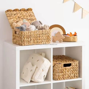 Triangle Form Home Decor Handmade Rectangle Laundry <b>Basket</b> Sustainable Water Hyacinth Storage and <b>Basket</b> <b>Round</b> Shape Boho Style - Product Image 4