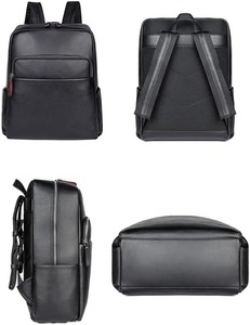 Black <b>Canvas</b> Leather <b>Backpack</b> Men Women Travel Laptop Daypack School Bag Vintage Rucksack Hiking Outdoor Casual Bookbag - Product Image 4