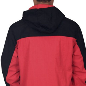 เสื้อแจ็คเก็ตกันลมสีแดงดำสำหรับผู้ชาย พร้อมแถบสะท้อนแสง ซิป ¼  แบบมีฮู้ด ทรงปกติ ผลิตจากวัสดุโพลีเอสเตอร์ - Product Image 5