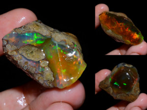 Lote de 3 Piezas de Ópalo Etíope Welo Fire Oily, 100% Natural, Grado Premium, Gema en Bruto, Certificado por Terceros, para Joyería - Product Image 2