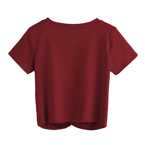 Low MOQ Viral Trendy Women's Cotton <b>Crop</b> T Shirt Breathable Quick Dry Short Sleeve Casual Tee Crew Neck Summer Gym <b>Top</b> Apparel - Product Image 6