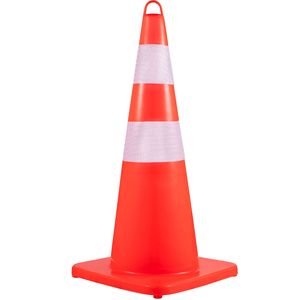 10 Coni Stradali in PVC Arancione da 28 Pollici con Collari Riflettenti e Base Appesantita per la Sicurezza - Product Image 4