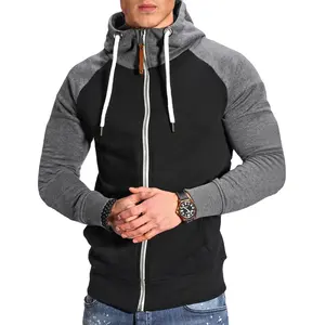 Ano Novo Quick dry Outono e Inverno dos homens Casaco Casual Solid Hooded Spliced Sports Men's High Neck tamanho europeu hoodie